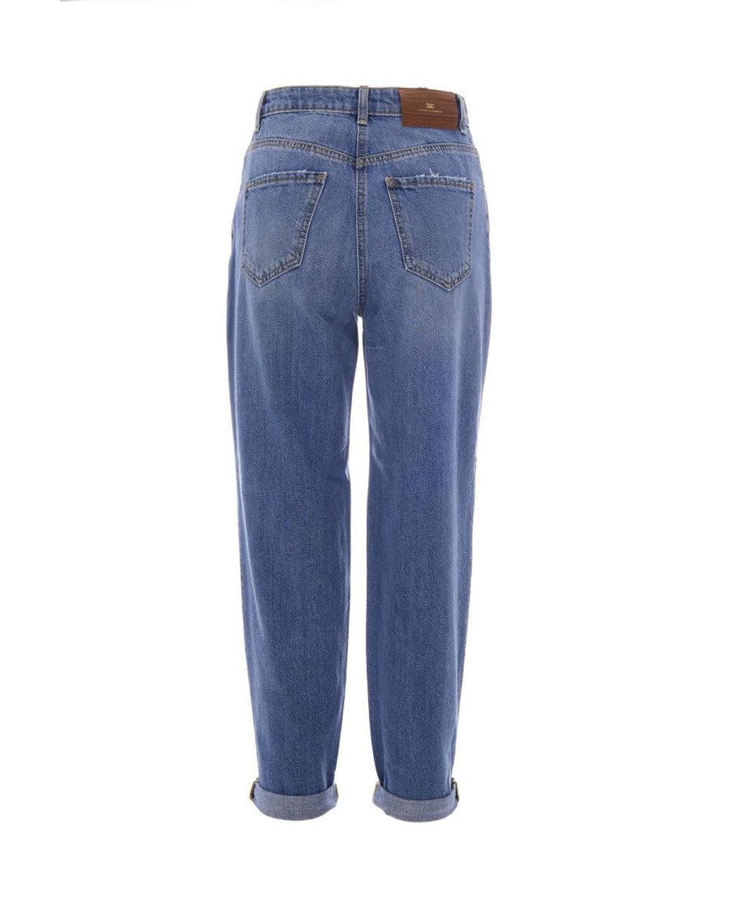 Elisabetta Franchi Blue Straight High Rise Jeans