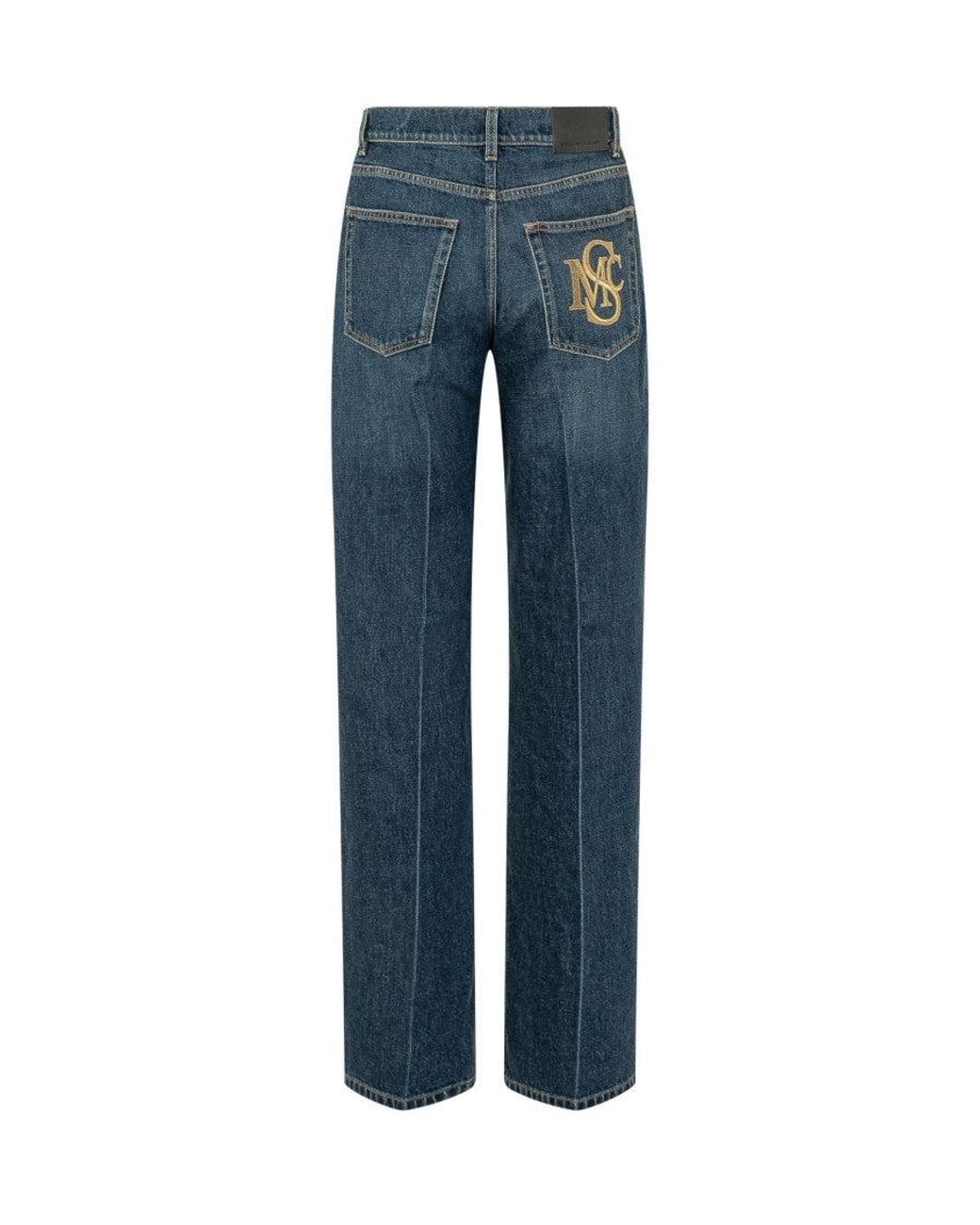Stella McCartney Blue Embroidered Denim Jeans With Contrast Paneling