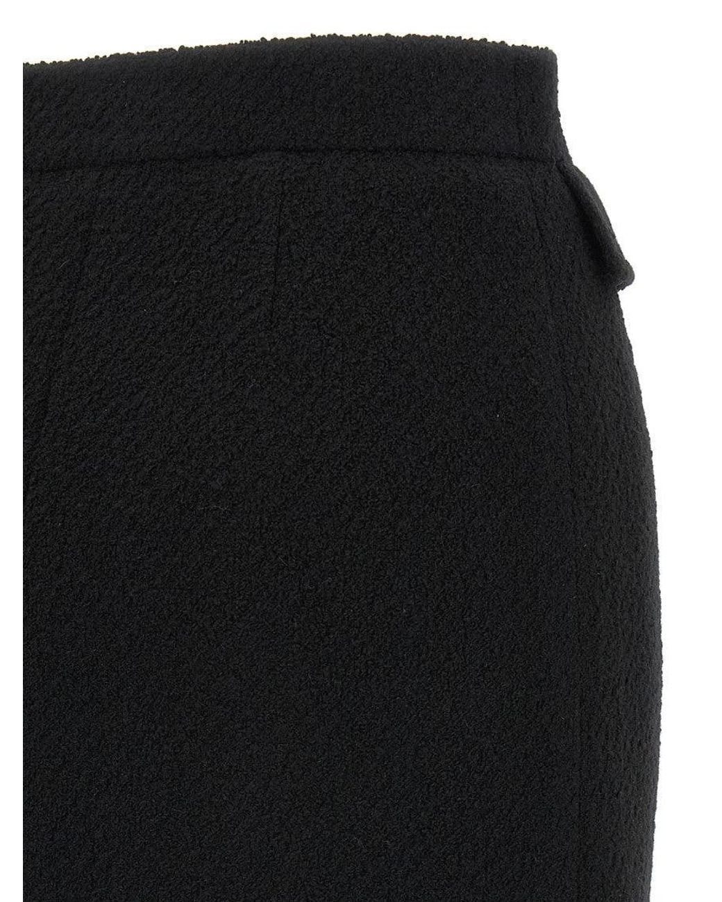 Chloé Black Bouclé Wool Skirt