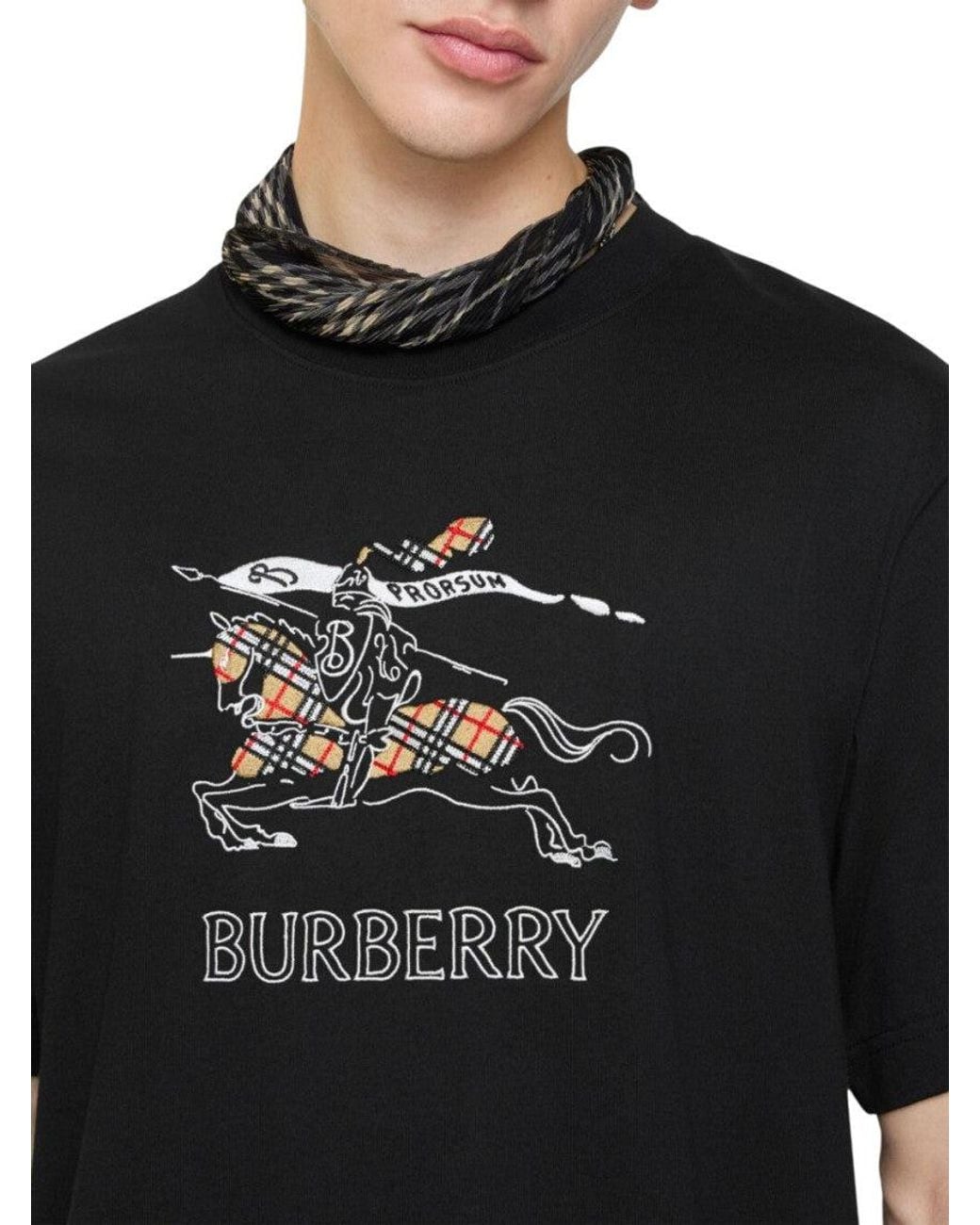 Burberry Black Crew Neck Logo T-Shirt for men
