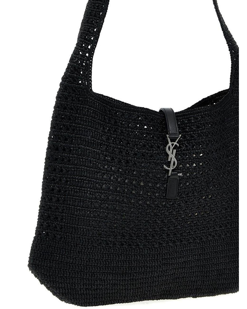 Saint Laurent Black Le 5 À 7 Raffia Crossbody Bag for men