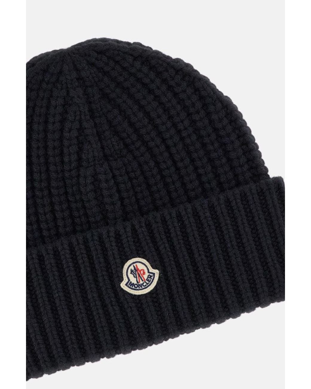 Moncler Blue Ribbed Texture Beanie Cap
