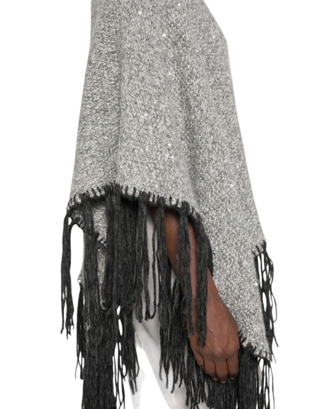 Peserico Gray Textured Mock Collar Sweater