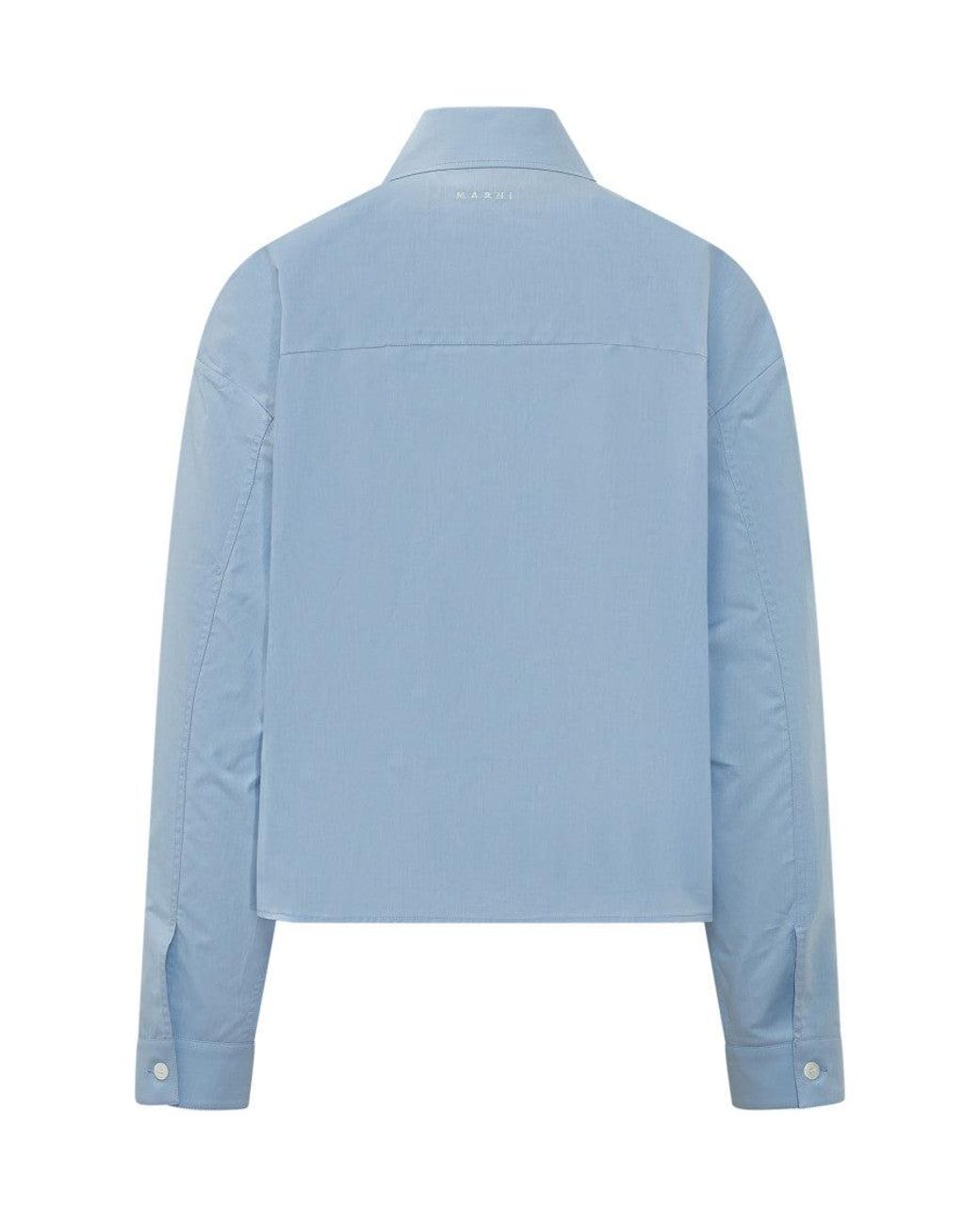Marni Blue Embroidered Oversized Shirt