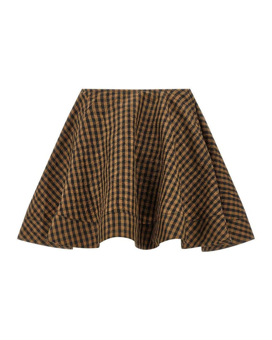 Ganni Brown 'Crinckled Taffetà' Skirt