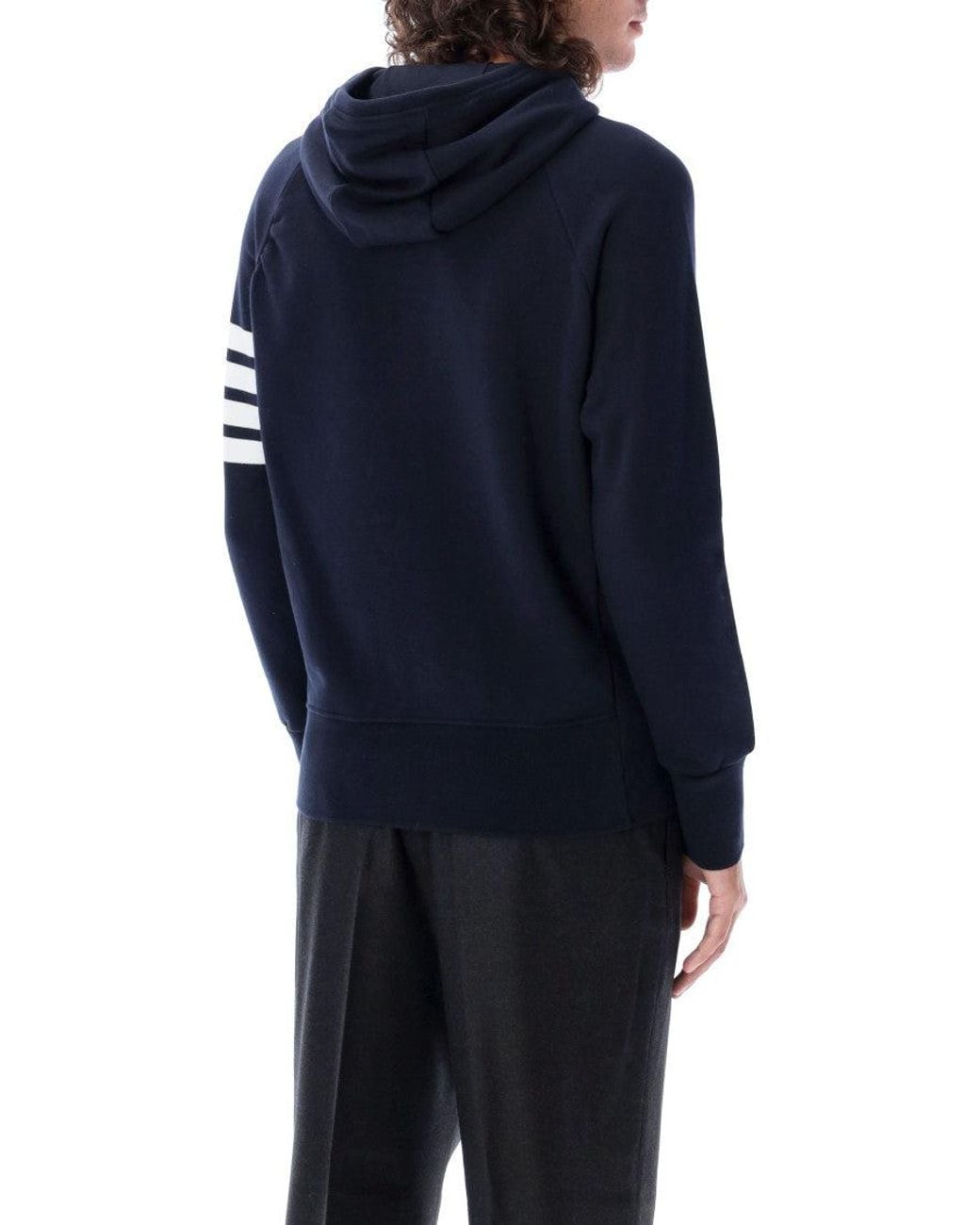 Thom Browne Blue Classic Loopback 4-Bar Full Zip Hoodie for men