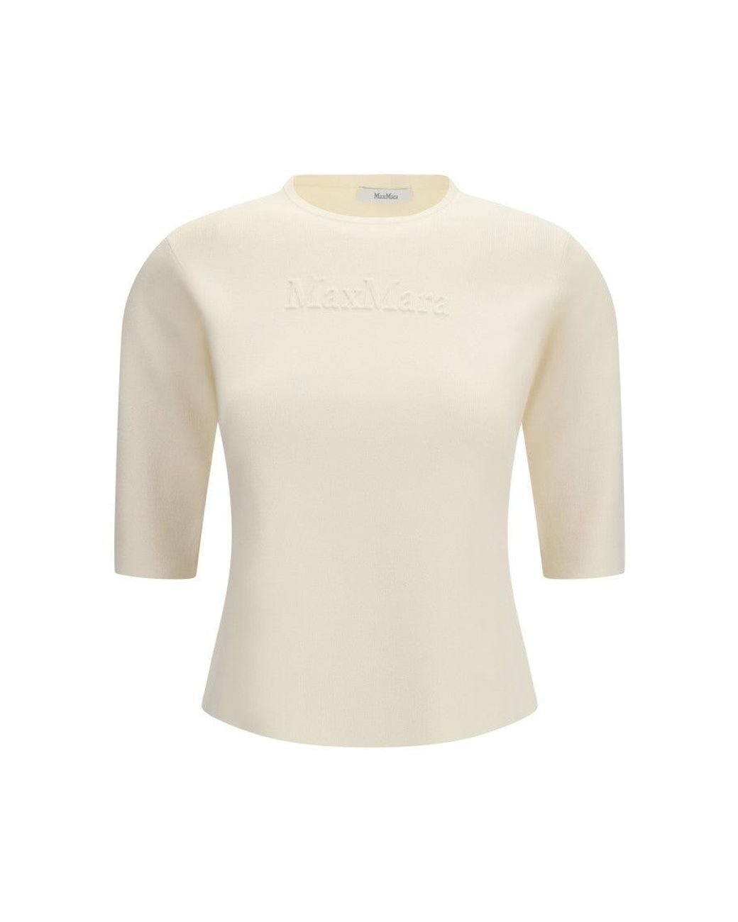 Max Mara White Off Logo Crew Neck T-Shirt