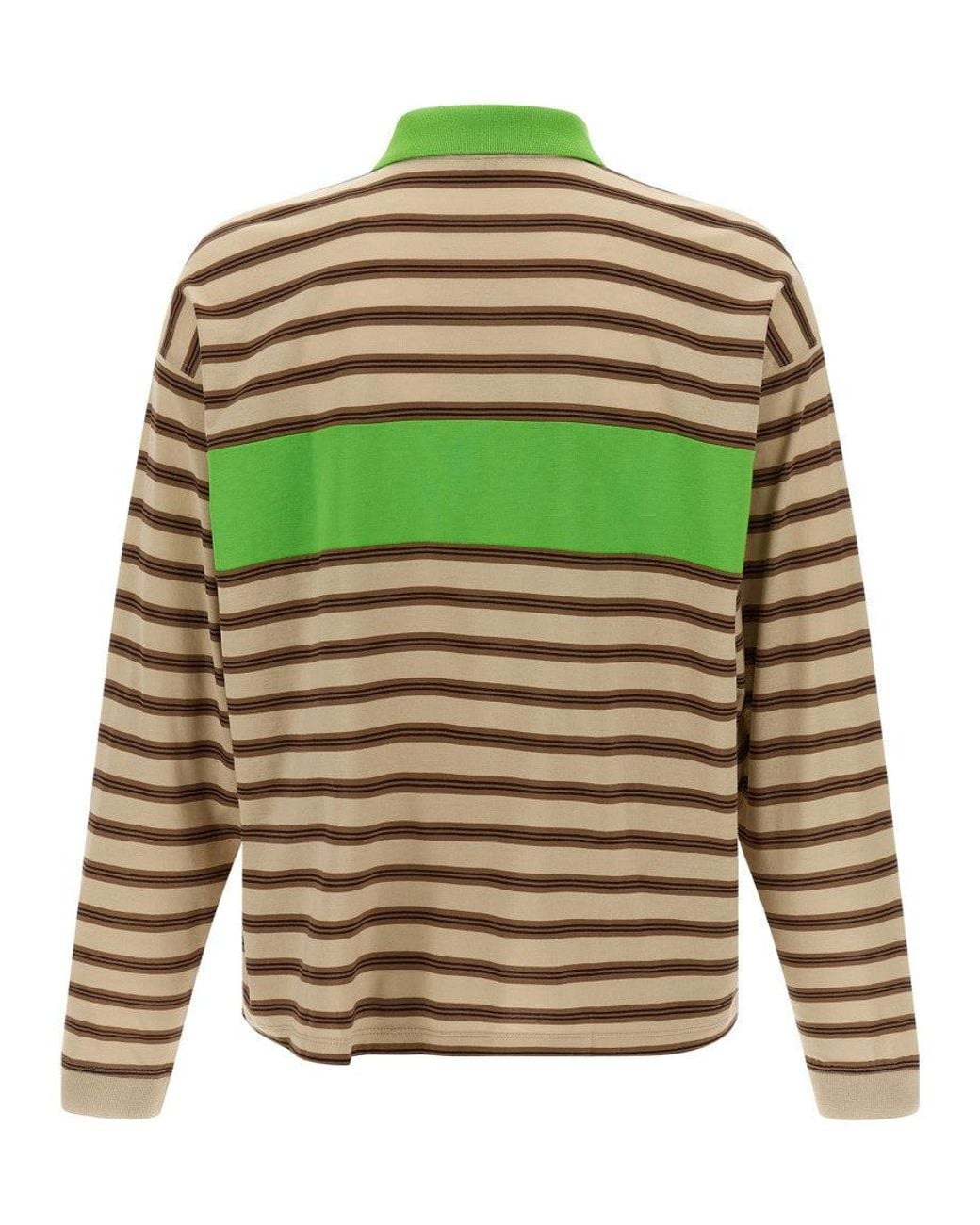 Versace Green Stripes Shirt Collar Polo for men