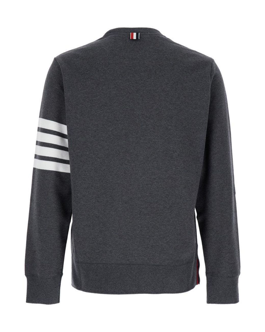 Thom Browne Gray Striped Sleeve Sweatshirt for men