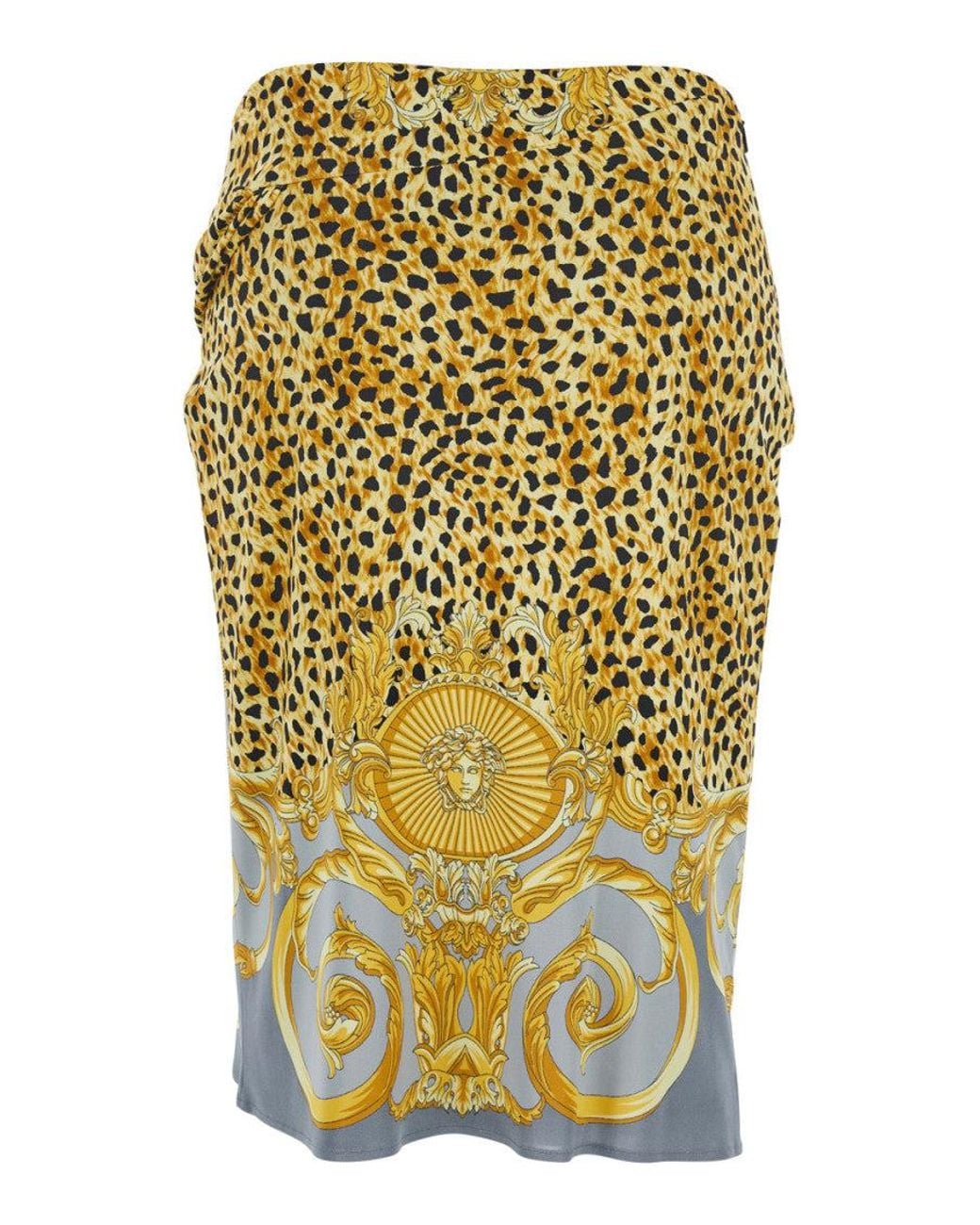 Versace Yellow Printed Draped Skirt