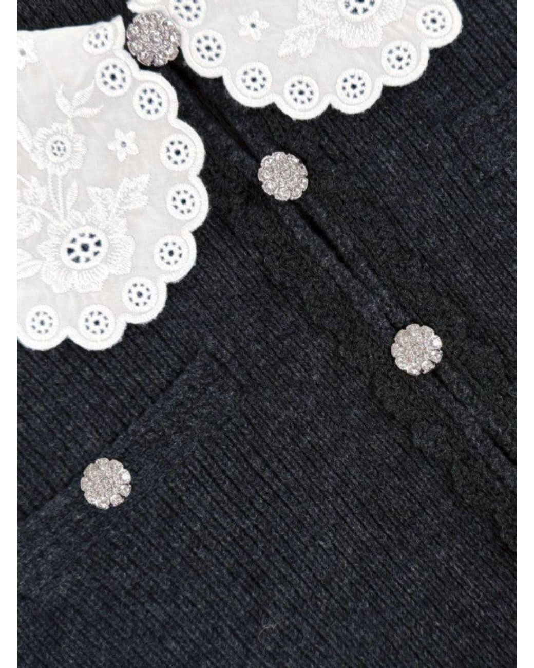 Self-Portrait Black Lace Collar Cardigan
