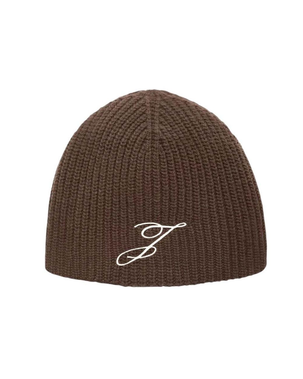 Jacquemus Brown Dark Logo Beanie Cap for men