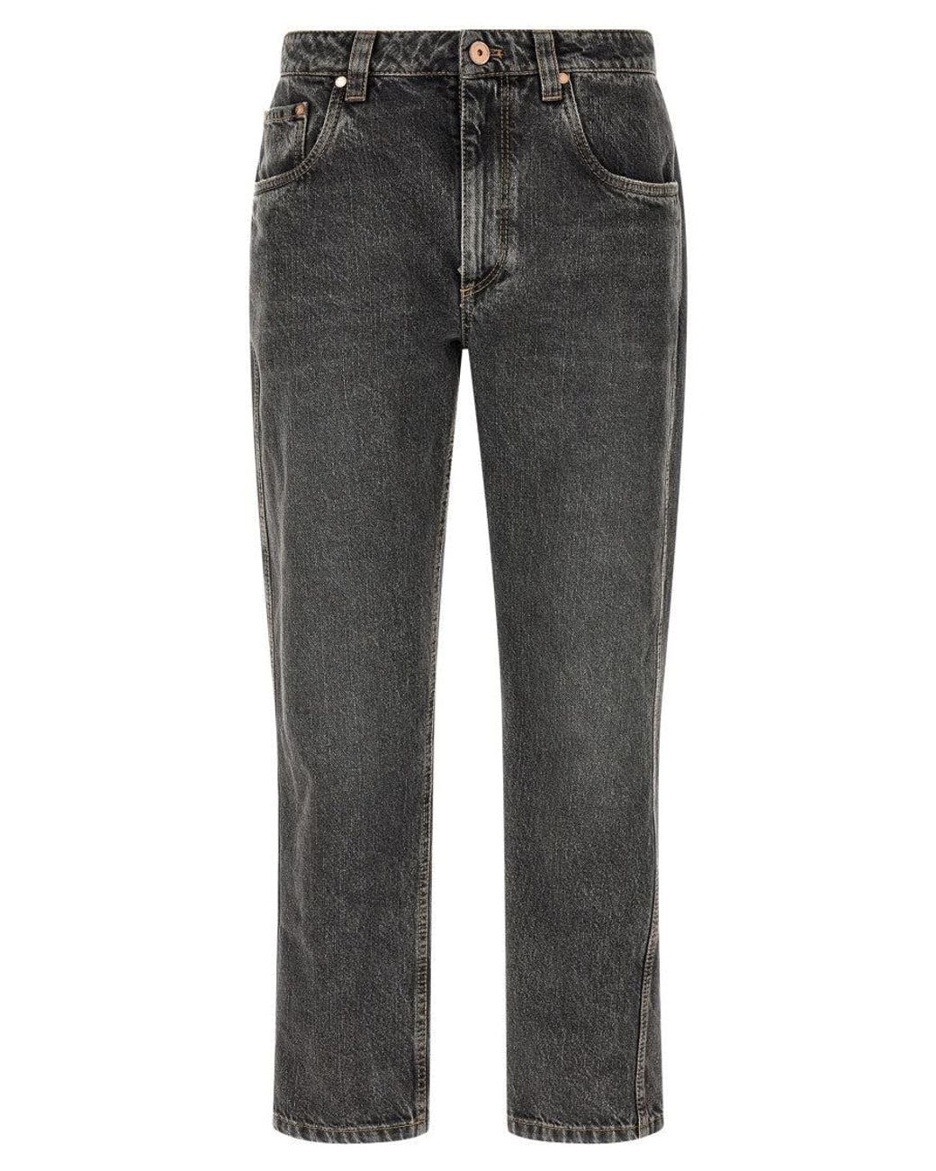 Brunello Cucinelli Gray Straight Mid Rise Jeans