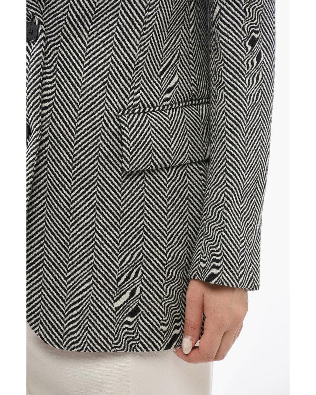 Stella McCartney Gray Chevron Notched Lapel Blazer
