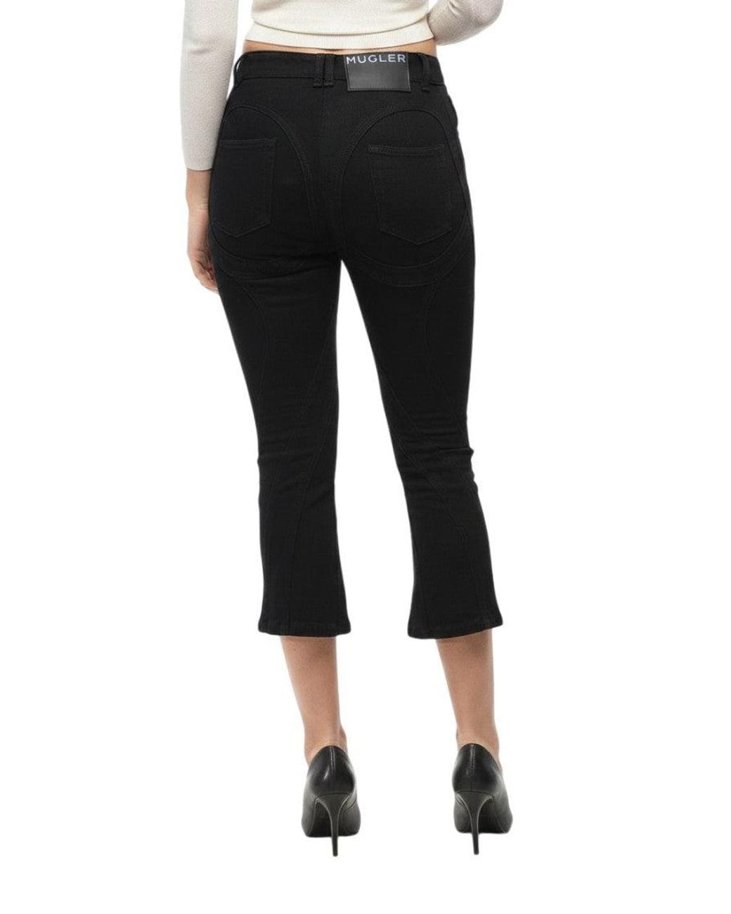 Mugler Black Bootcut Mid Rise Jeans