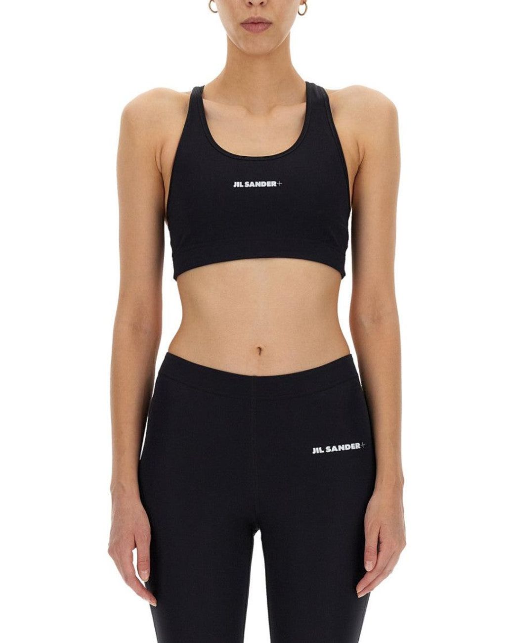 Jil Sander Black Logo Scoop Neck Top