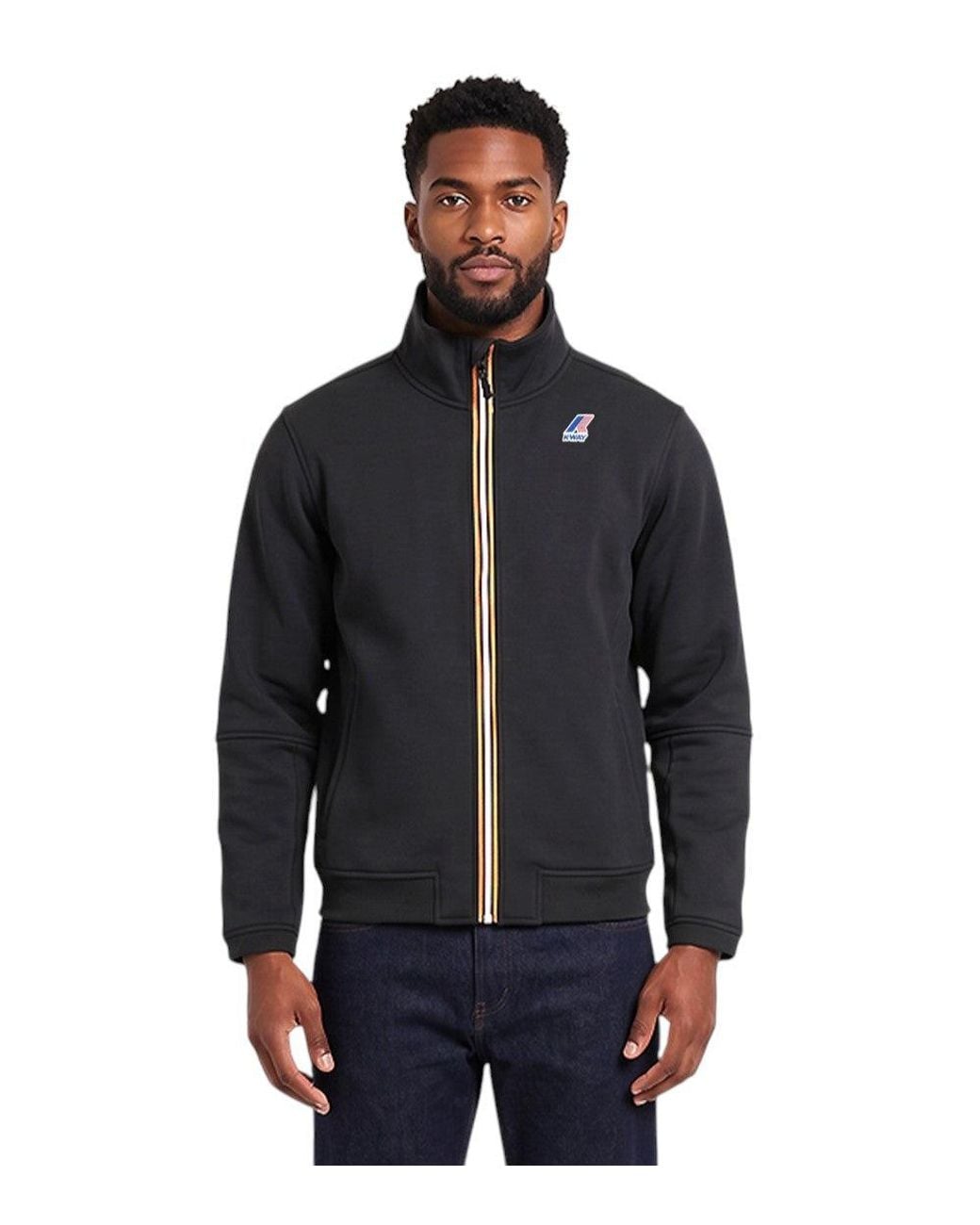 K-Way Blue Zip Up Logo Sweatshirt for men