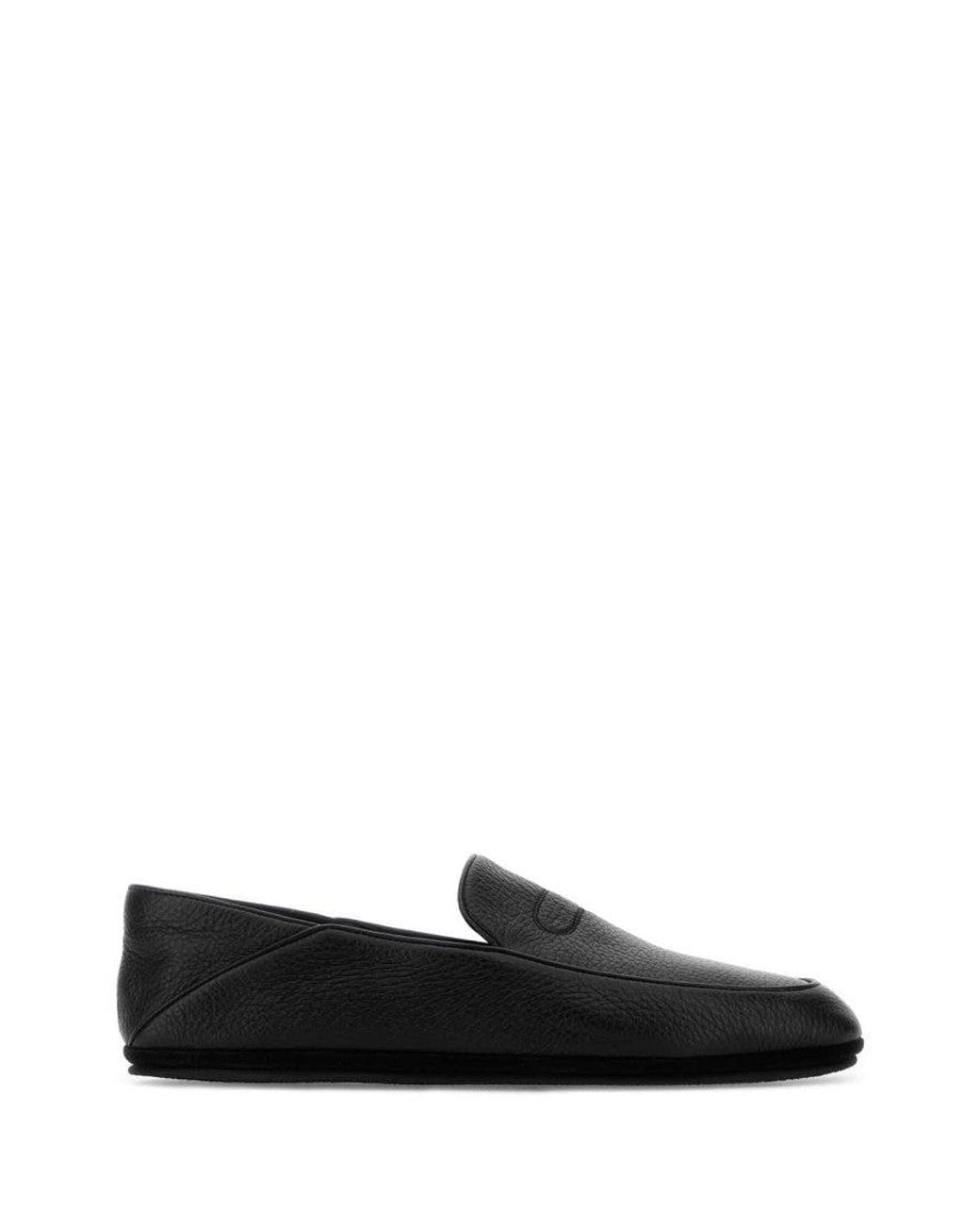 John Lobb Black Leather Loafers for men