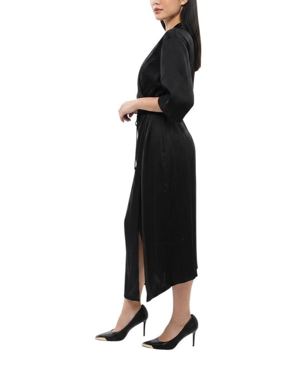 Nanushka Black Shirt Collar Midi Dress