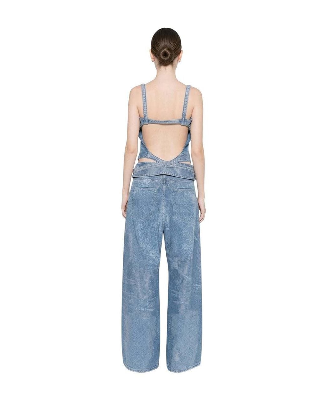 DIESEL Blue Light Square Neck Top