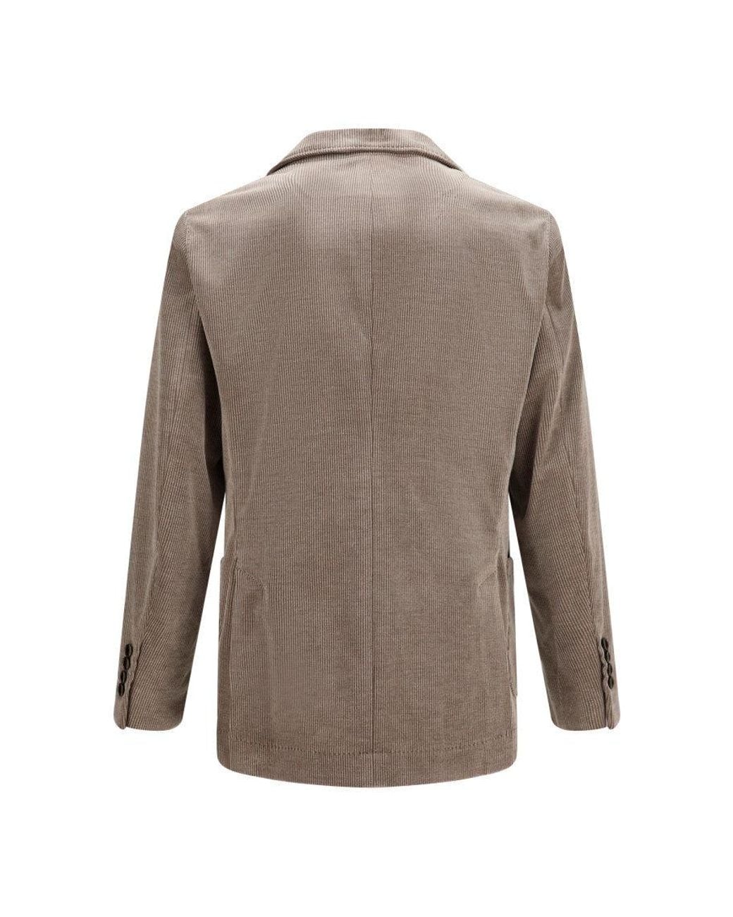Brunello Cucinelli Brown Taupe Peaked Lapel Blazers for men