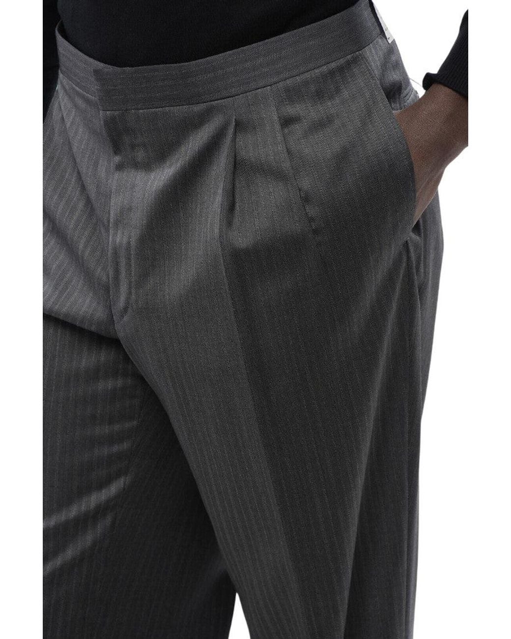 Corneliani Black Stripes Tailored Trousers for men