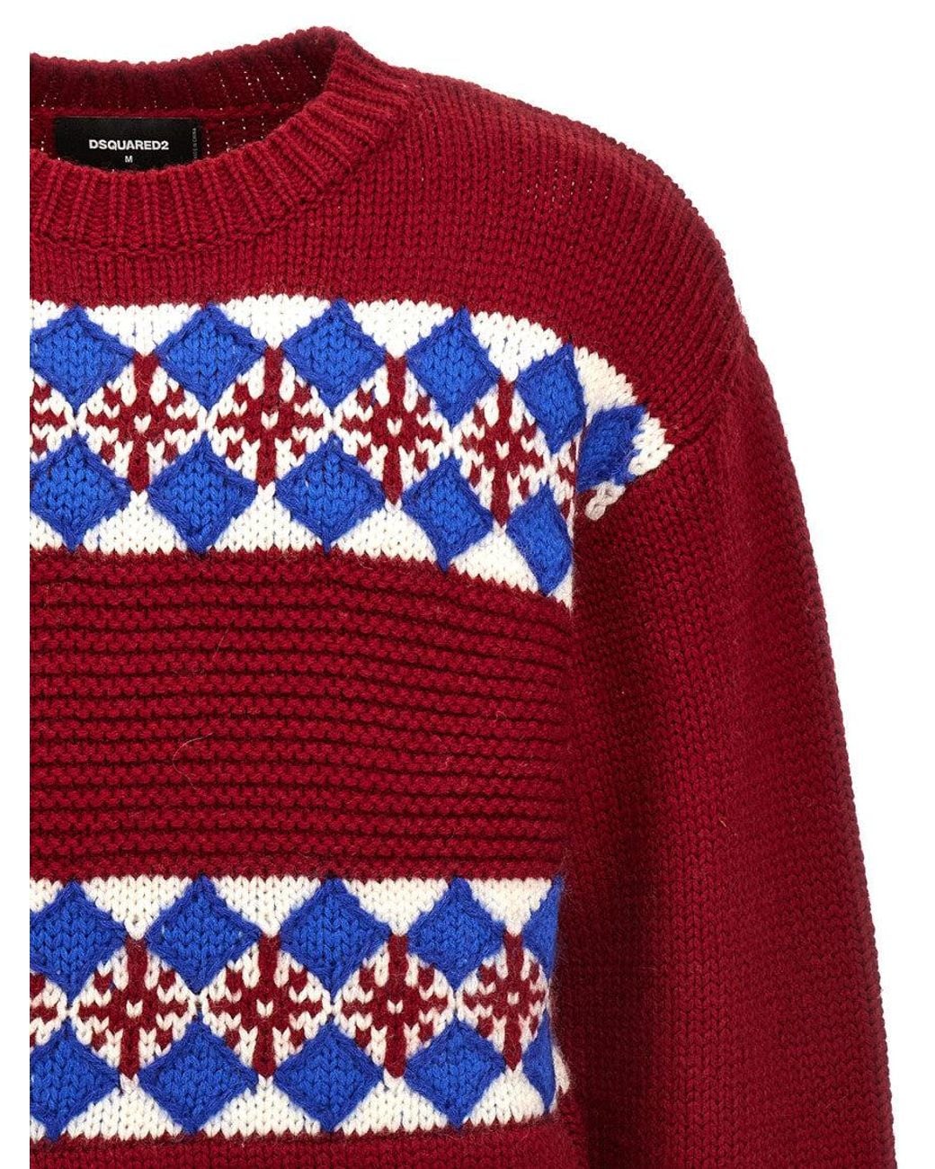 DSquared² Red Knitted Crew Neck Sweater for men