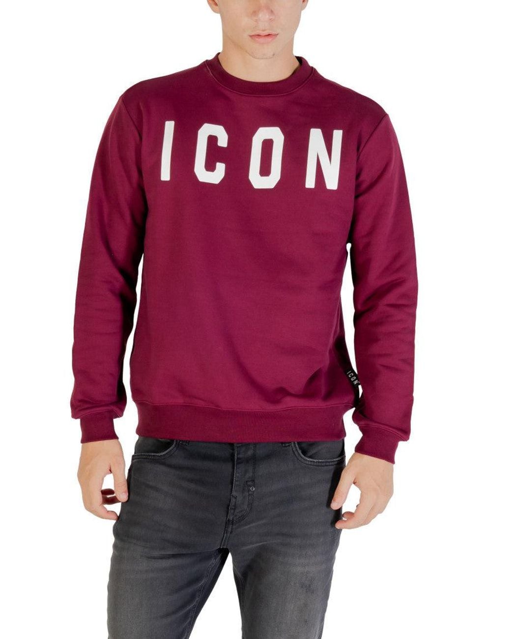 ICON DENIM Red Logo Print Sweatshirt for men