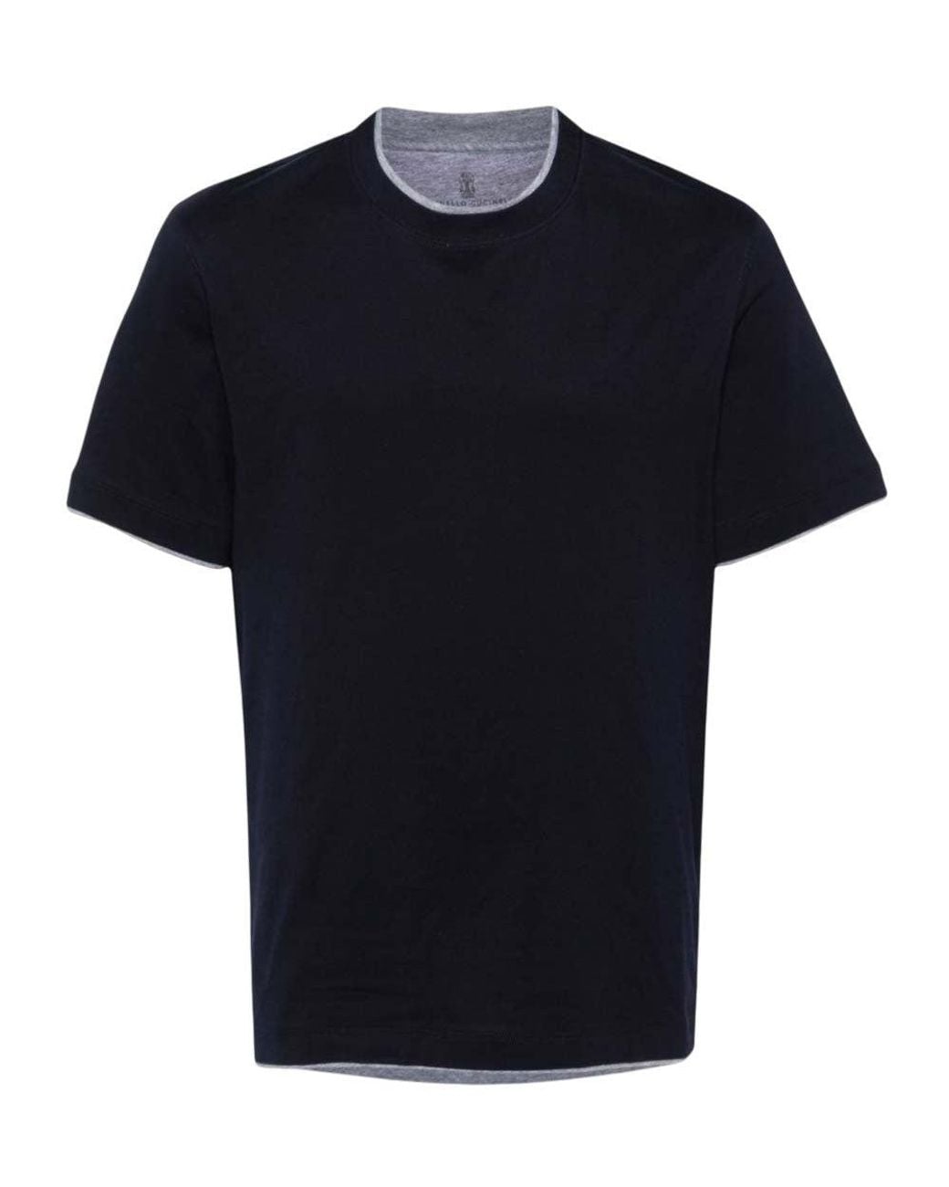 Brunello Cucinelli Black Solid T-Shirt for men