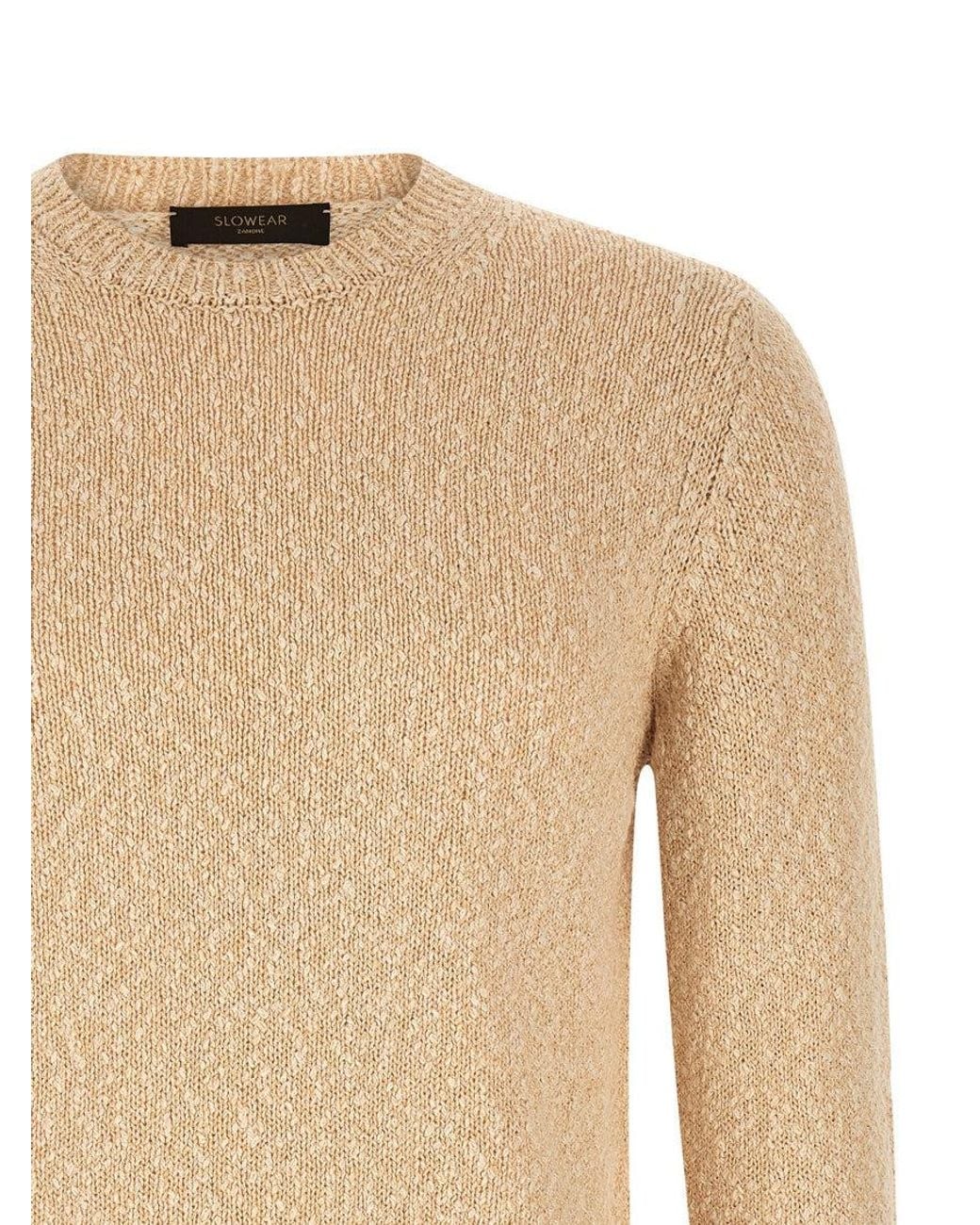 Zanone Natural Knitted Sweater for men