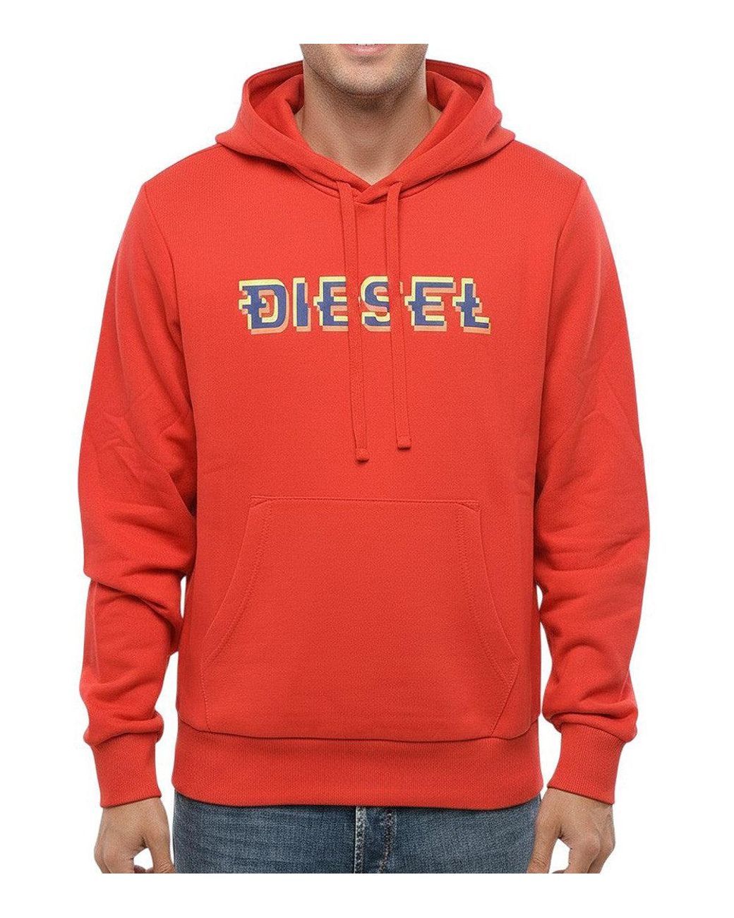 DIESEL Red Logo Regular Hoodie for men