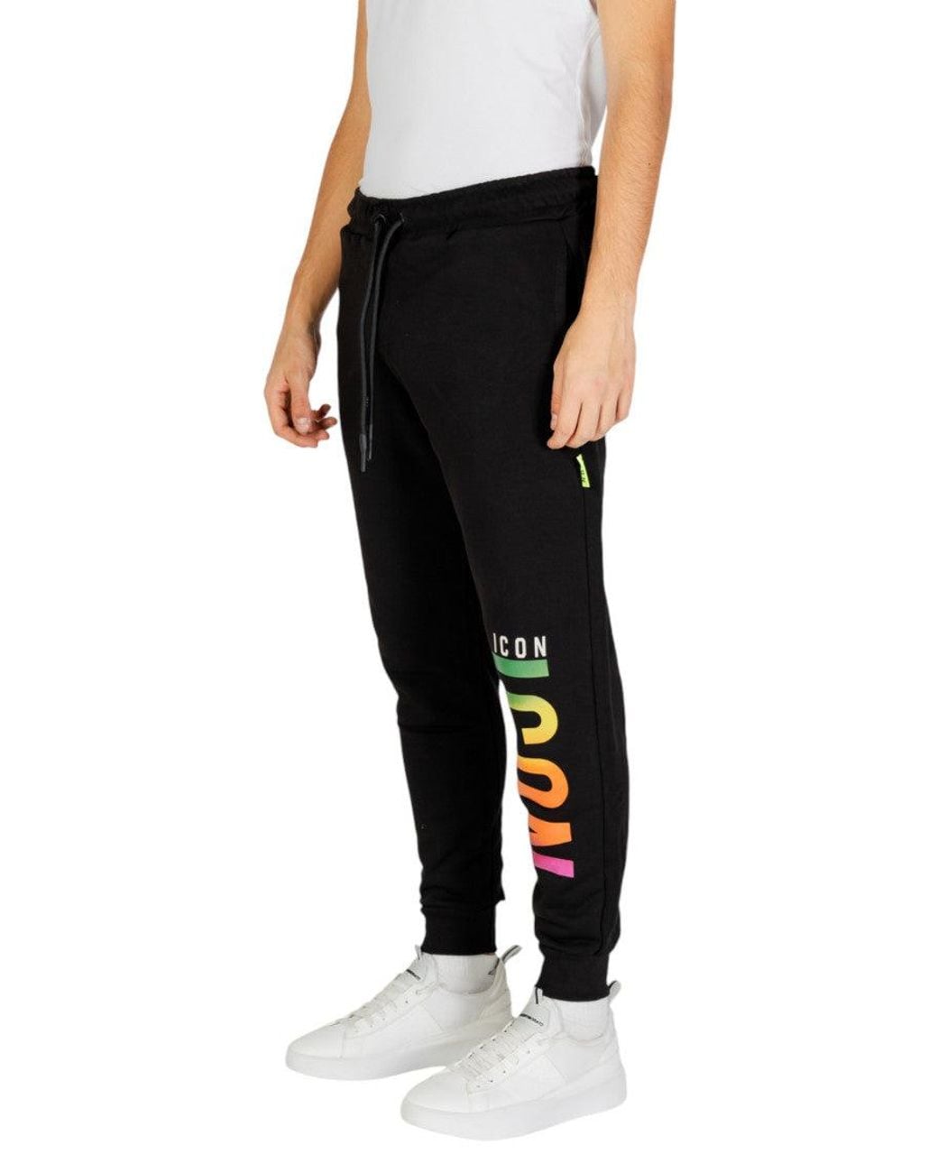 ICON DENIM Black Graphic Logo Joggers for men