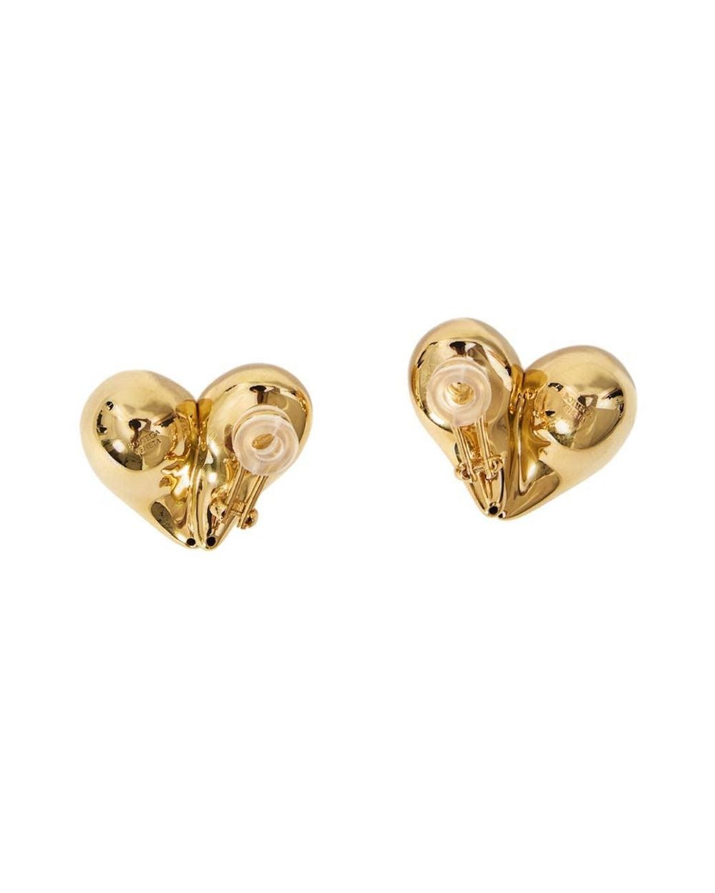 Bottega Veneta Metallic Golden Heart Stud Earrings