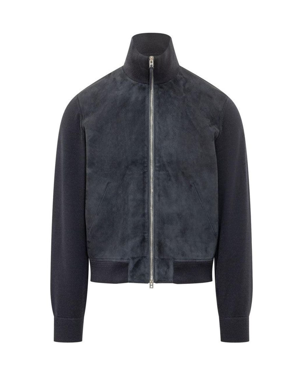 Tom Ford Blue Mock Collar Jacket for men