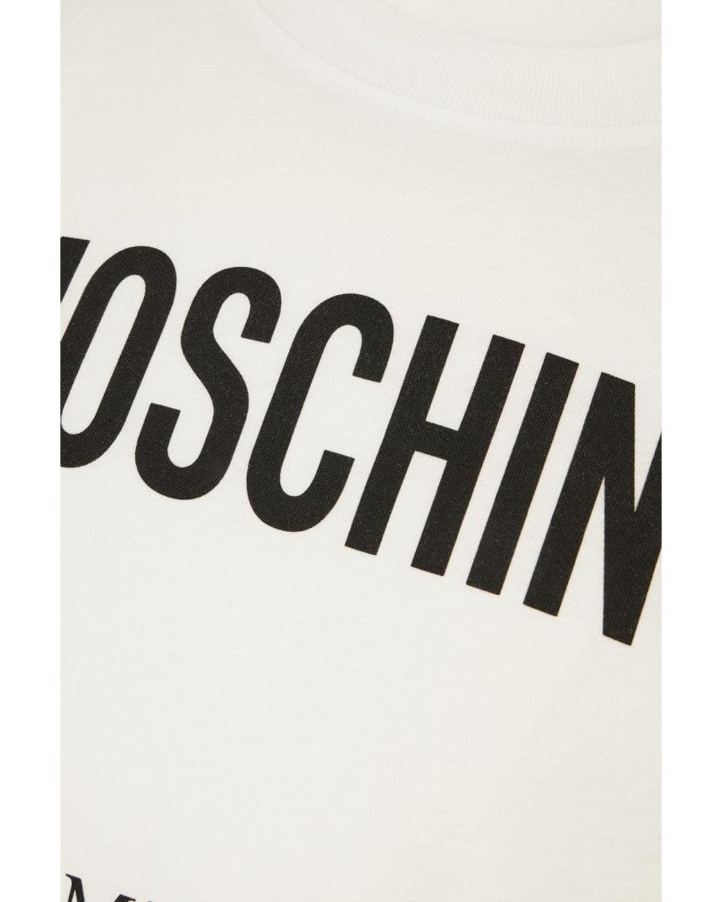 Moschino White Logo Crew Neck T-Shirt for men