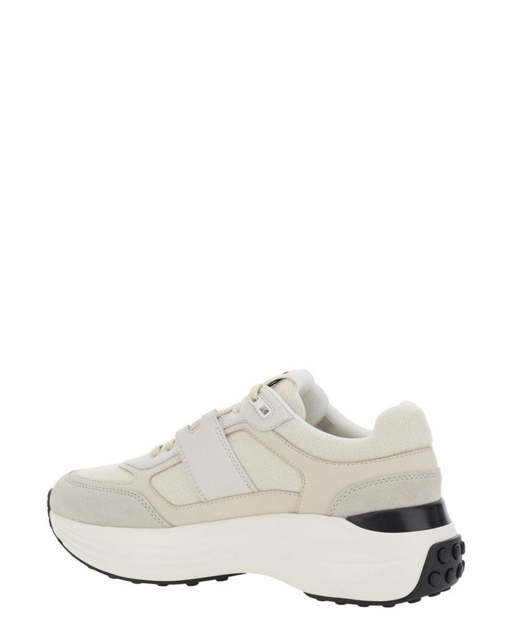 Tod's White Nubuck And Suede Low-Top Sneakers
