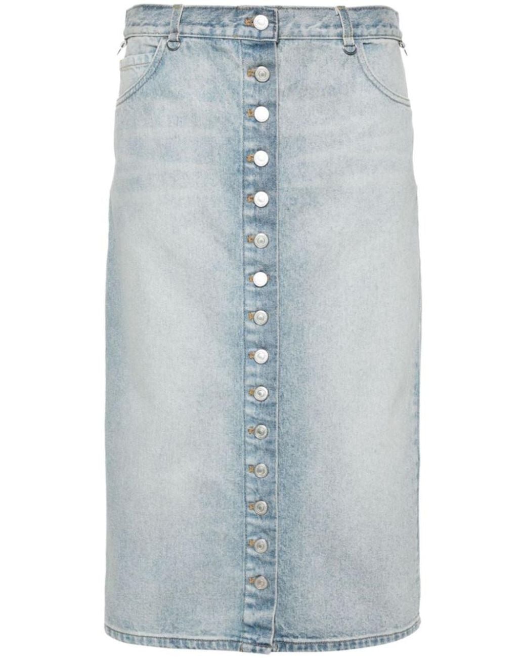 Courreges Blue Denim Midi Skirt