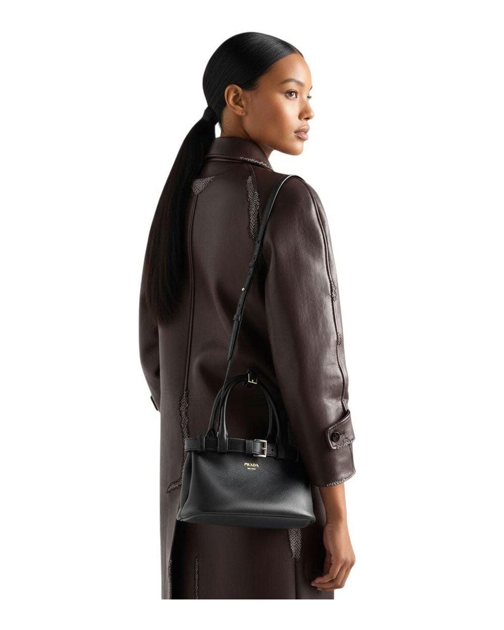 Prada Black Buckle Small Satchel