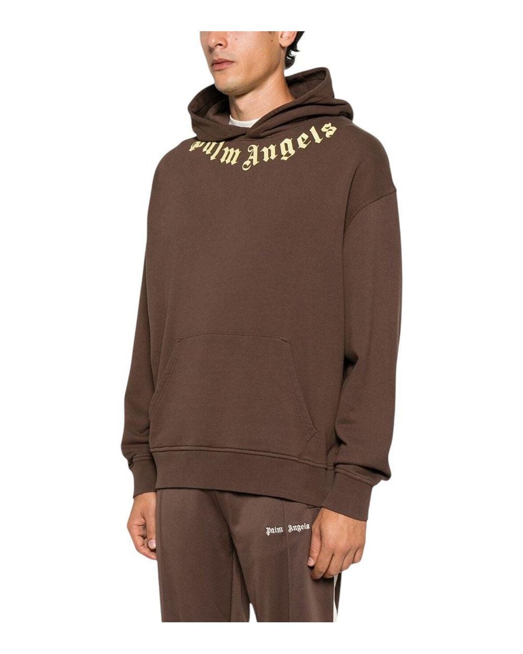 Palm Angels Brown Regular Logo Hoodie for men