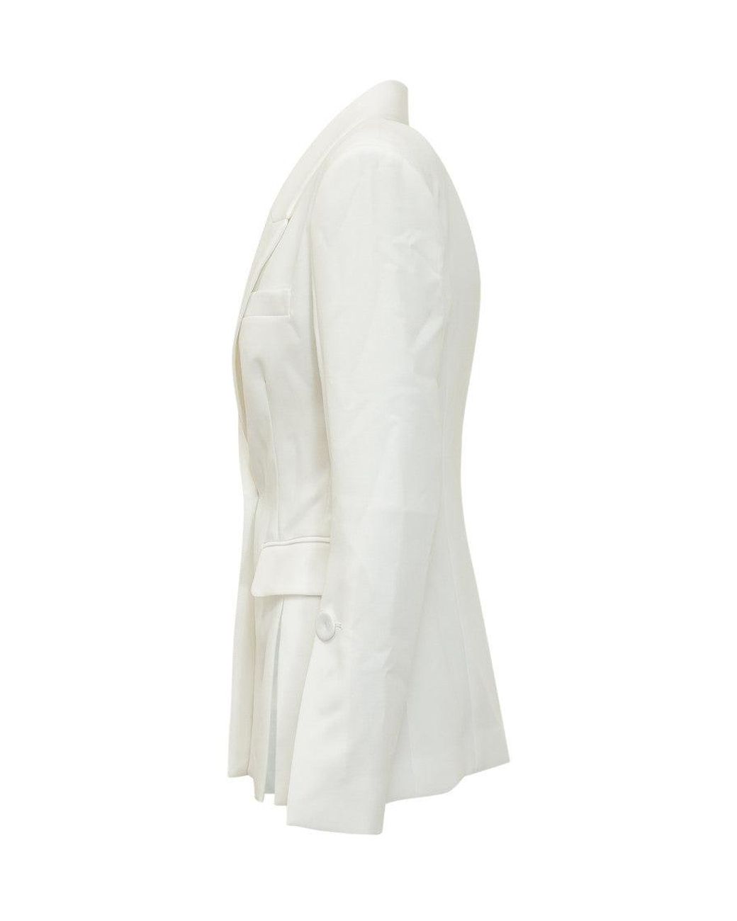 Pinko White Solid Shawl Lapel Blazer