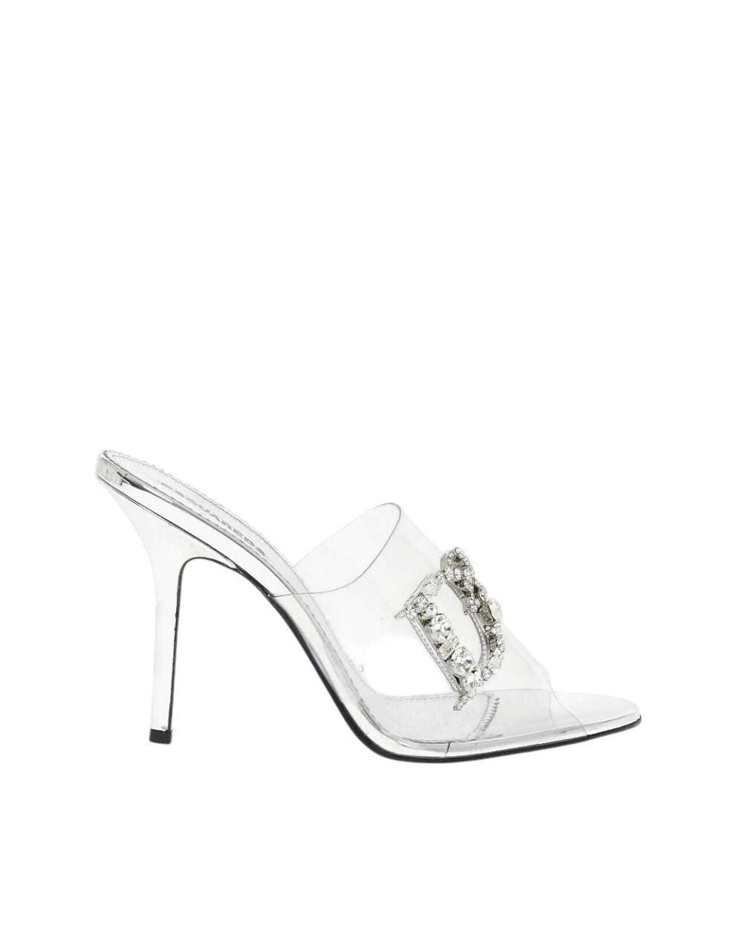 DSquared² White Embellished Transparent Heels