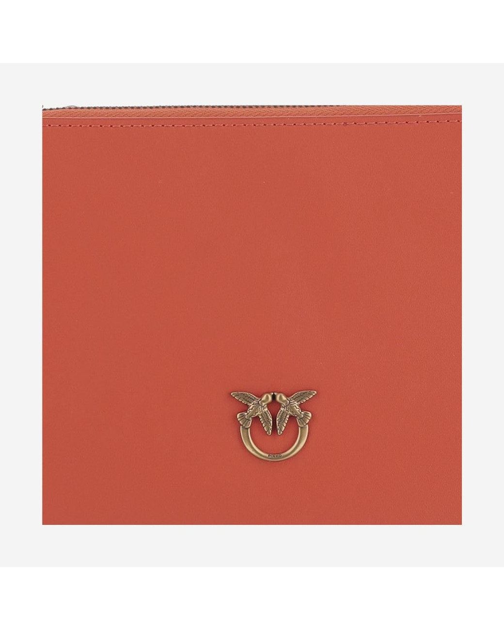 Pinko Red Logo Leather Clutch