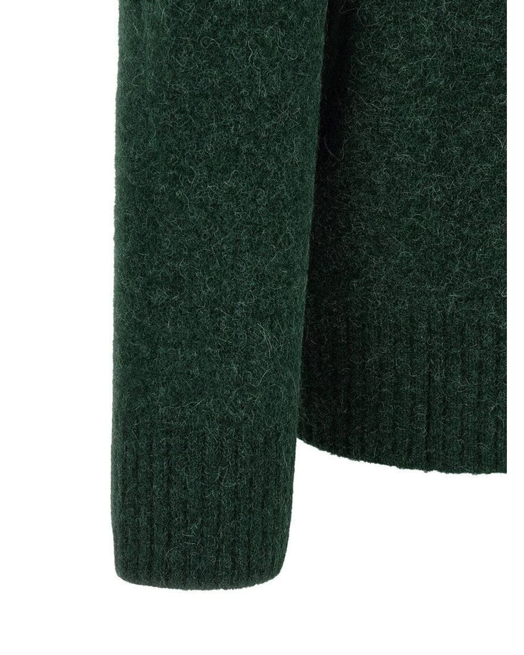 AMI Green Solid Shirt Collar Polo for men