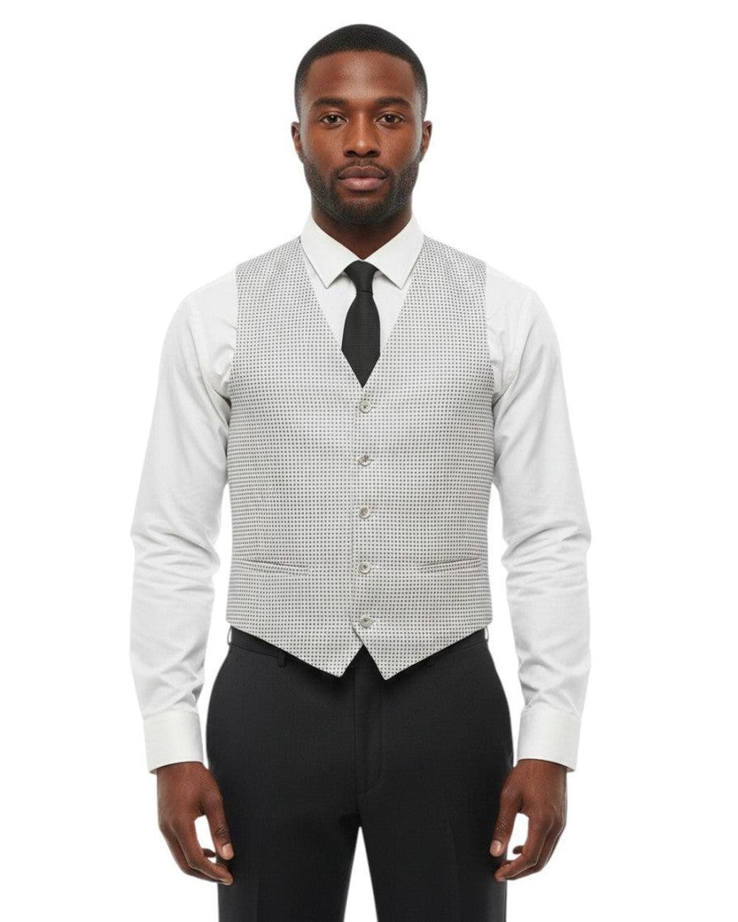 Corneliani White Polka Dot Waistcoat for men