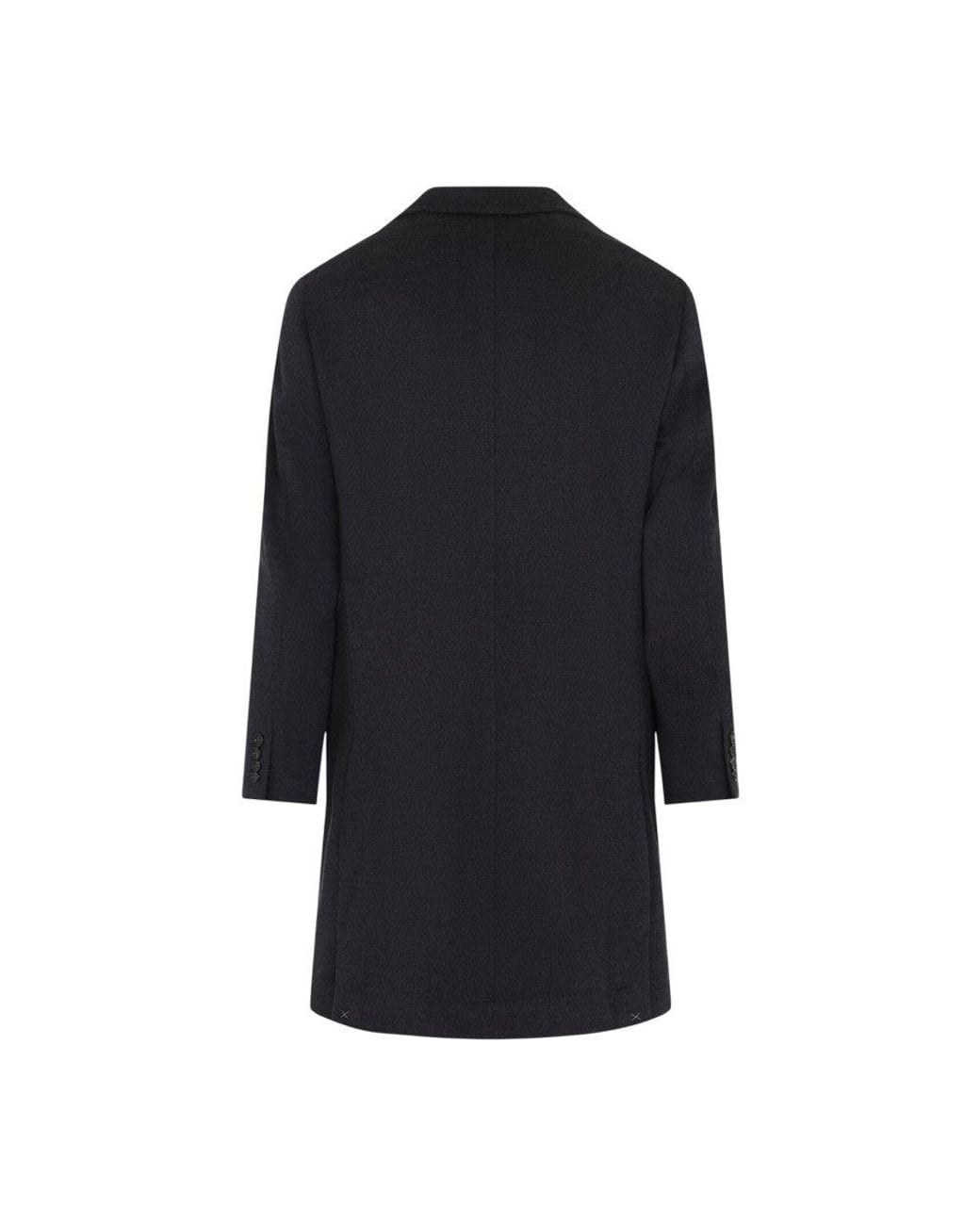 Brunello Cucinelli Blue Dark Notched Lapel Coat for men