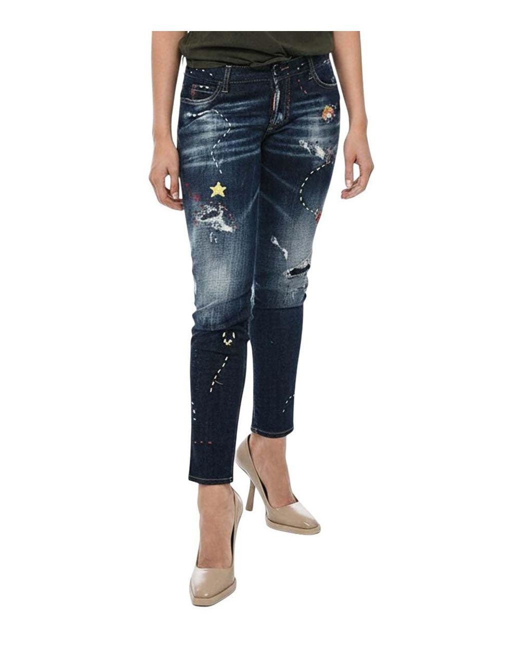 DSquared² Blue Skinny Mid Rise Jeans