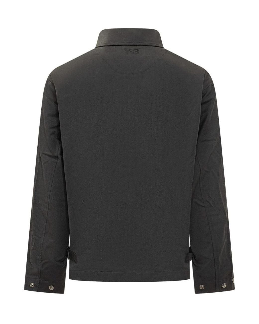Y-3 Black Solid Shirt Collar Jacket for men