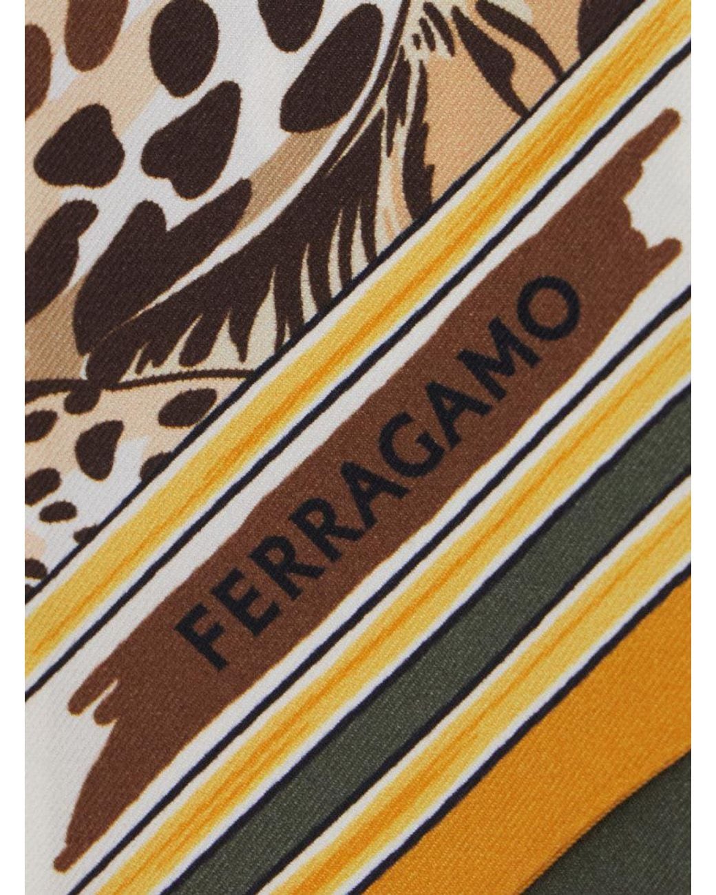Ferragamo White Animal Print Bandana Scarf
