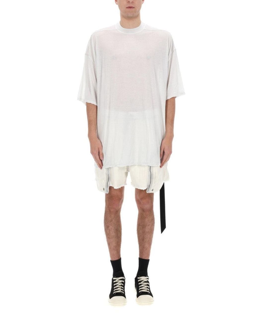 Rick Owens White Solid Crew Neck T-Shirt for men