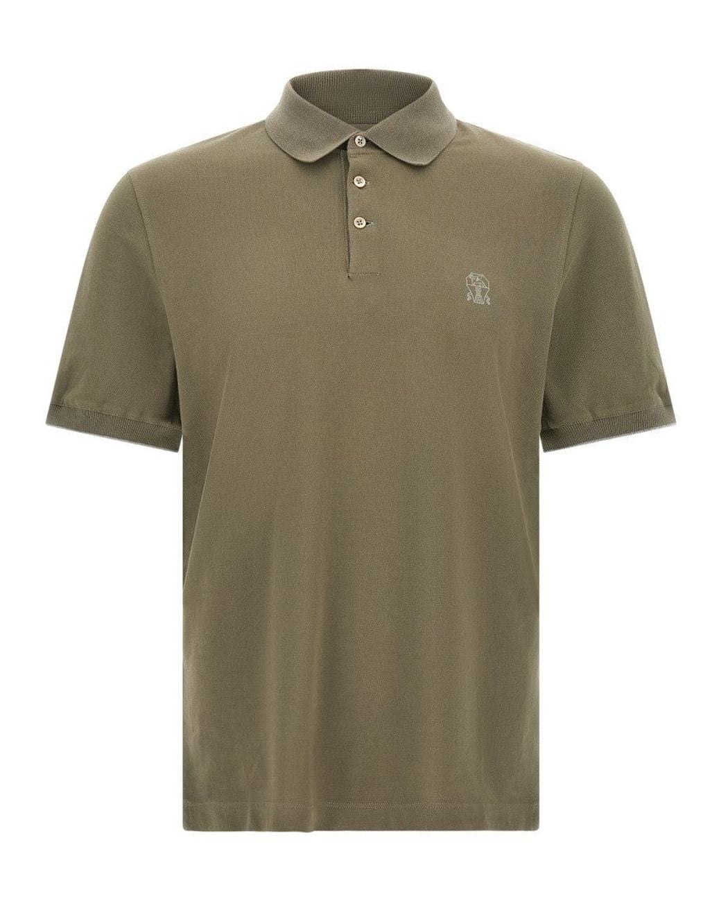 Brunello Cucinelli Green Shirt Collar Polo for men